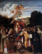 Giovanni Cariani Virgin Enthroned with Angels and Saints oil